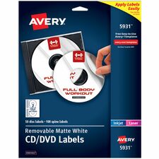 Avery 5931 Laser Labels Shuttered Jewel Case Inserts with Software for CD/DVD