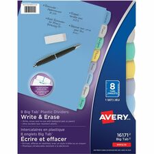 Avery® Big Tab Write & Erase Plastic Dividers, 8 tabs, 1 set