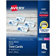Avery® Tent Cards, 2" x 3.5" , White, 160 Place Cards (5302)