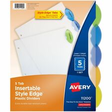 Avery Insertable Style Edge Plastic Dividers, 5 tabs, 1 set