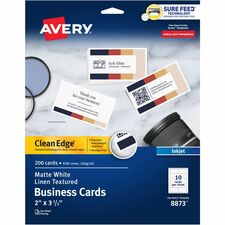 Avery® Clean Edge Business Cards, White Textured, 200 (08873)