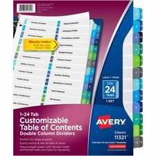 Avery® Ready Index® Double Column Table of Content Dividers, 24 tabs