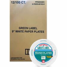 Green Label 9" Green Label Economy Paper Plates