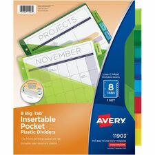 Avery® Big Tab Insertable Plastic Dividers with Pocketsfor Laser and Inkjet Printers