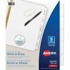 Avery® Big Tab Write & Erase Dividers 5 Tab5 tabs