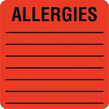 Tabbies Square ALLERGIES Labels