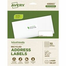 Avery® Eco-Friendly Address Labels for Lfor Laser and Inkjet Printers, 1" x 2?"