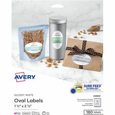 Avery® Glossy White Oval Labels1½" x 2½"