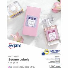 Avery® Matte White Square Labels1½" x 1½"