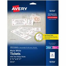 Avery® Event Tickets with Tear-Away Stubs for Laser and Inkjet Printers, 1¾" x 5½"