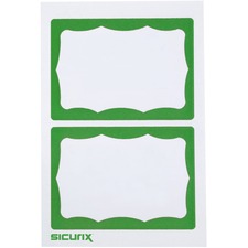 SICURIX Green Border Adhesive Badges 2 Per Sheet 100 Pack White