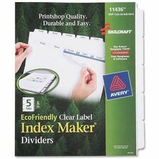 SKILCRAFT® Index Maker 5-Tab Dividers