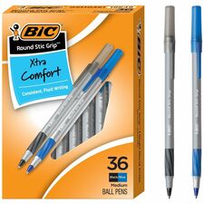 BIC Round Stic Grip Xtra-Comfort Medium Ball Point Pen, Assorted