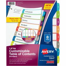 Avery Ready Index Custom TOC Binder Dividers