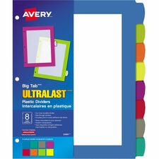 Avery® Big Tab UltraLast Plastic Dividers for Laser and Inkjet Printers, 8 tabs