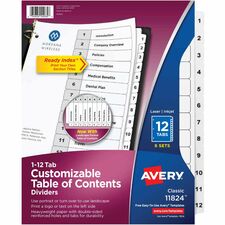 Avery® Ready Index 12-tab Custom TOC Dividers