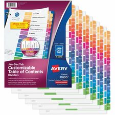 Avery® Ready Index 12 Tab Dividers, Customizable TOC, 6 Sets