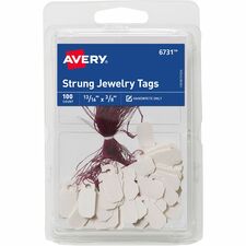 Avery® Jewelry Tags, Strung, 13/16" x 3/8" , 100 Tags (6731)