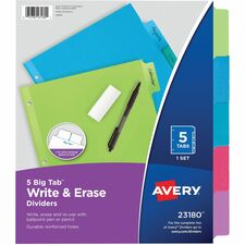 Avery Big Tab Write & Erase Dividers 5 tabs, 1 set