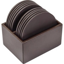 Dacasso Leather Round Coaster Set