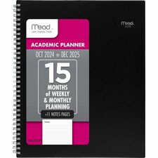 Mead Basic Weekly Monthly Planner, Black, Large, 8 1/2" x 11"