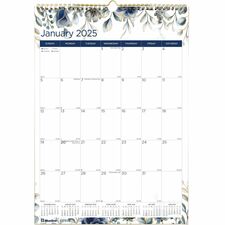 Blueline Abstract Floral Monthly Wall Calendar