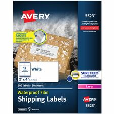 Avery Waterproof Labels, 2" x 4" , 500 Total (05523)