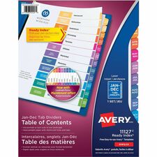 Avery® Ready Index Table of Contents Dividers for Laser and Inkjet Printers, Jan-Dec