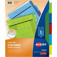 Avery® Big Tab Insertable Plastic Dividersfor Laser and Inkjet Printers