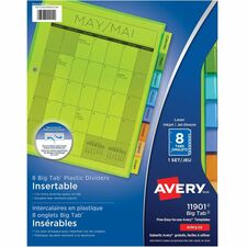 Avery® Big Tab Insertable Plastic Dividersfor Laser and Inkjet Printers