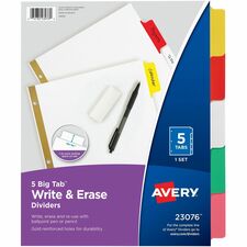 Avery® Big Tab Write & Erase 5-Tab Dividers (23076)