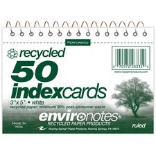 Roaring Spring Environotes Ruled Lined Perforated Spiralbound Recycled Index Cards