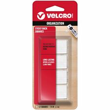 VELCRO® Sticky Back 7/8in Squares White 12 ct