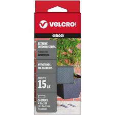 VELCRO® Extreme Outdoor 4in x 1in Strips Titanium 10 ct