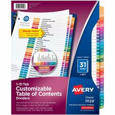 Avery Ready Index® Table of Content Dividers for Laser and Inkjet Printers, 1-31