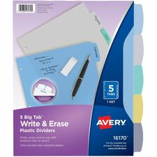 Avery Big Tab Write & Erase Plastic Dividers, 5 tabs, 1 set