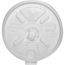 Dart 12-24 oz Foam Cup Straw-Slotted Lid with Lift n' Lock