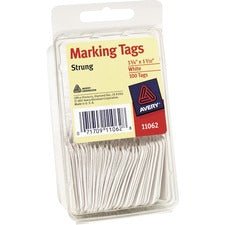 Avery® White Marking Tags, Strung, 1-3/4" x 1-3/32" , 100 Tags (11062)