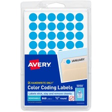 Avery® Dot Stickers, 1/2" Diameter, Light Blue, 840 Total (5050)