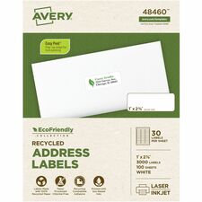 Avery® Eco-Friendly Address Labels for Laser and Inkjet Printers, 1" x 2?"