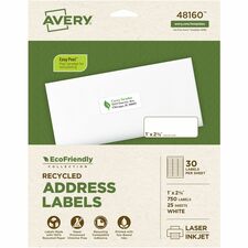 Avery® Eco-Friendly Address Labels for Laser and Inkjet Printers, 1" x 2?"