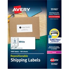 Avery Repositionable Labels, Sure Feed, 2" x 4" , 1,000 Labels (55163)