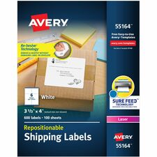Avery Repositionable Labels, Sure Feed, 3-1/3"x4" , 600 Labels (55164)
