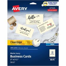 Avery® Clean Edge Business Cards, 2" x 3.5" , Ivory, 200 (08876)