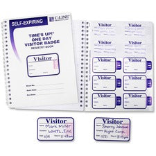 C-Line Time's Up! Visitor Badges Registry Log Book