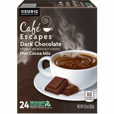 Café Escapes® K-Cup, Pod Dark Chocolate Hot Cocoa, Keurig Single-Serve K-Cup Pods, 24 Count
