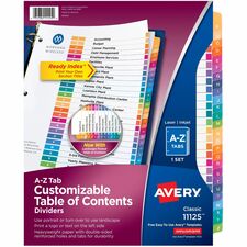 Avery Ready Index Table of Contents Dividers for Laser and Inkjet Printers, A-Z