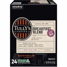 Tully's® Coffee K-Cup, Pod Breakfast Blend Keurig Single-Serve K-Cup Pods, Light Roast Coffee, 24 Count