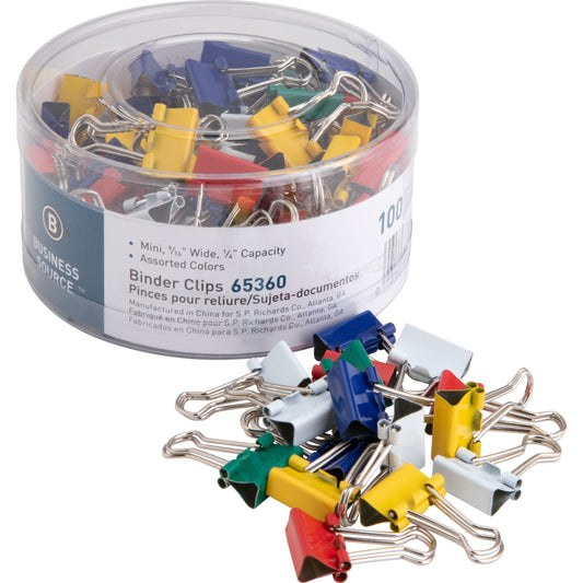 Business Source Colored Fold-back Binder Clips - Mini