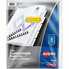 Avery® Unpunched Print-On Dividers